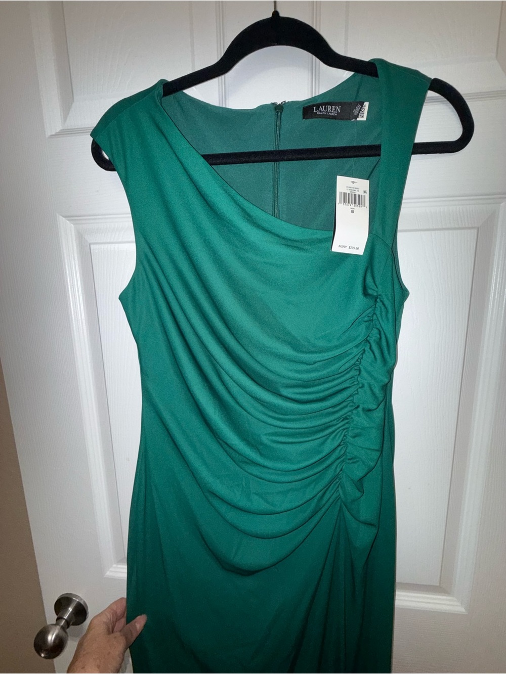 Ralph Lauren Emerald One-Shoulder Ruched Full Length Dress - Picture 4 of 7